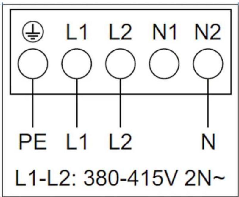 L1-L2: 380-415V 2N~ PE L1 L2 N1 N2 L1-L2: 380-415V 2N~