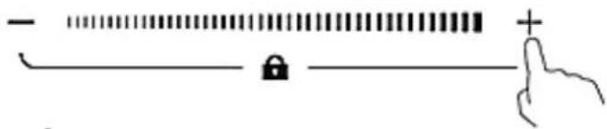Diagram showing a hand interacting with a numeric keypad and lock, with a plus sign indicating positive input.