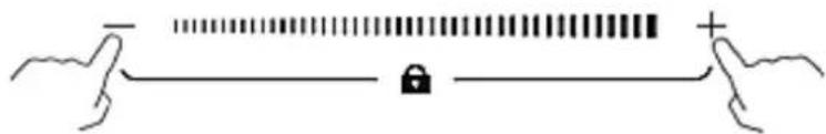 Diagram showing a hand holding a bar with tick marks and a lock, connected to another hand holding a plus sign.