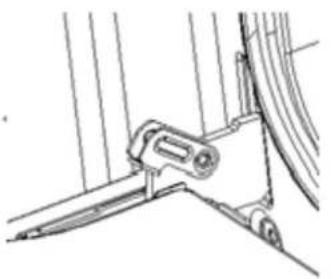 Technical line drawing of a mechanical linkage assembly (no text or symbols)