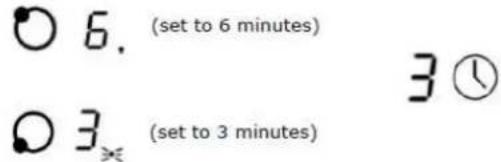 6. (set to 6 minutes) 3 Ⓡ 3 (set to 3 minutes)