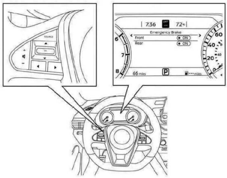 7.36 72° Emergency Brake Front ON Rear ON 66 miles P - - - - - - - - miles