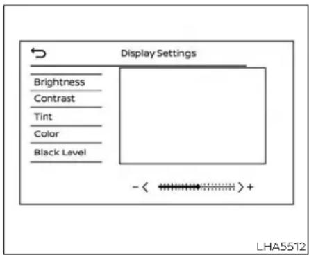 Display Settings Brightness Contrast Tint Color Black Level - < +