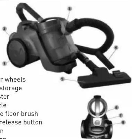 or wheels storage ter le e floor brush release button on
