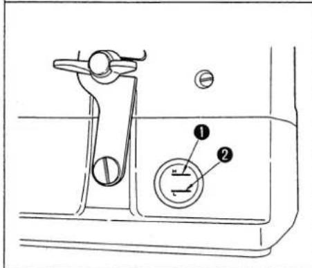 Technical diagram showing a mechanical component with labeled parts 1 and 2, including a valve and adjustment knob.