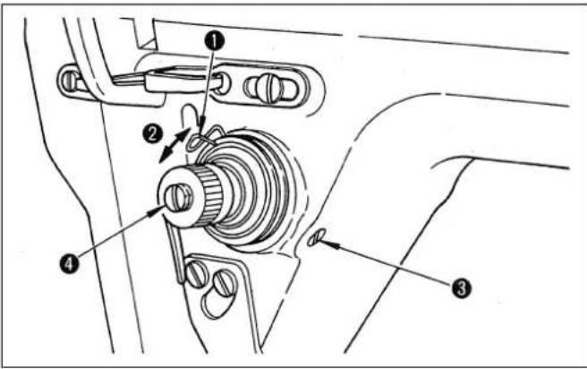 Technical diagram of a mechanical assembly with numbered components and directional arrows indicating motion or flow.