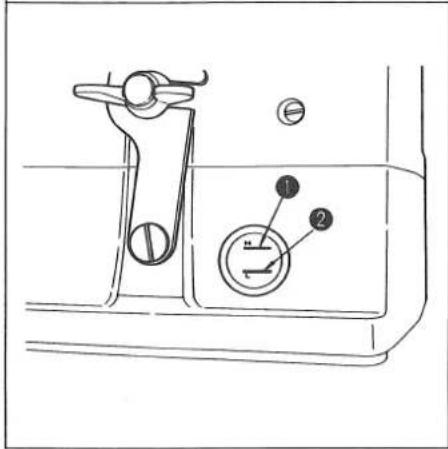Technical diagram of a water level control valve with labeled parts 1 and 2