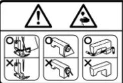 Warning symbols and safety icons for mechanical devices, including warning signs and hazard symbols