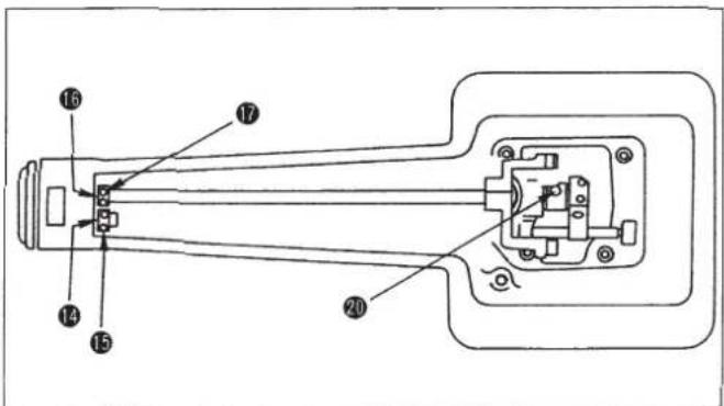 Technical diagram of a mechanical device with numbered components labeled 14, 15, 16, 17, and 20.