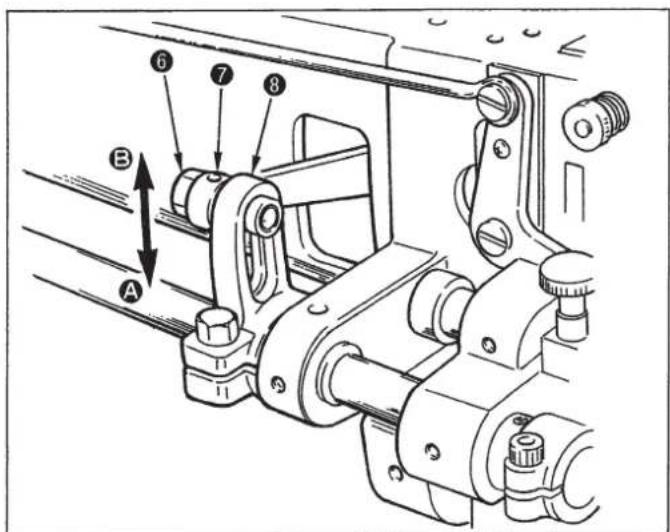 Technical diagram of a mechanical assembly with numbered components and directional arrows indicating motion or force.