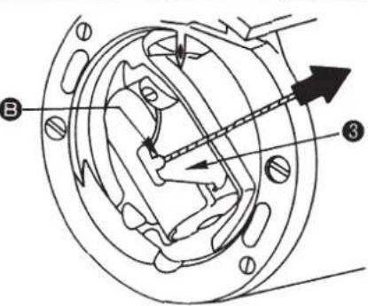 Technical diagram of a mechanical component with labeled parts and directional arrows indicating motion or flow.