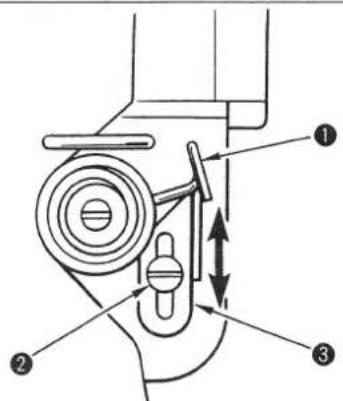 Technical diagram of a mechanical device with numbered components and directional arrows indicating motion or force.