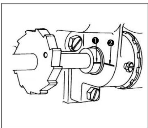 Technical diagram of a mechanical assembly with labeled parts 1 and 2
