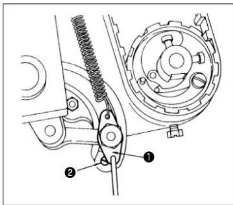 Technical diagram of a mechanical assembly with labeled parts ① and ②