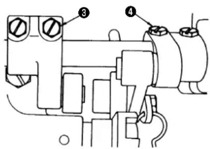 Technical diagram of a mechanical assembly with numbered components labeled ①, ②, and ③