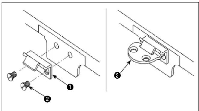 Technical diagram showing mechanical assembly with labeled parts 1, 2, and 3