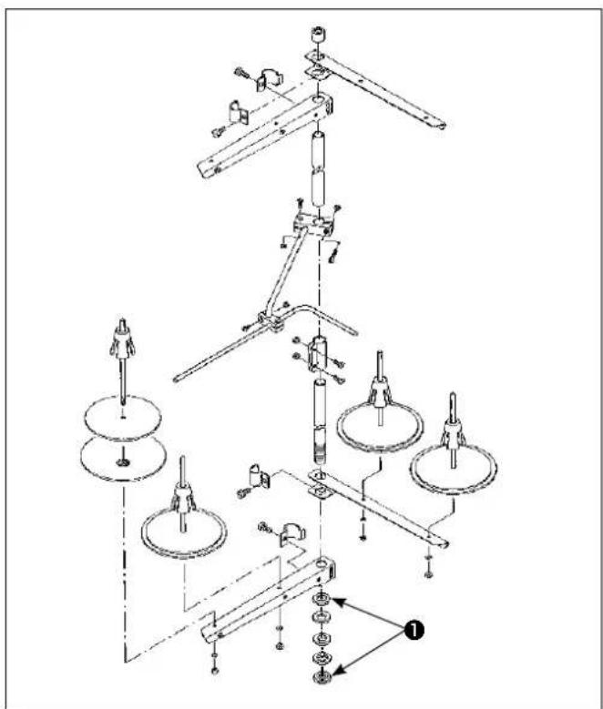 Technical diagram of a mechanical assembly with labeled components and directional arrows indicating motion or assembly.