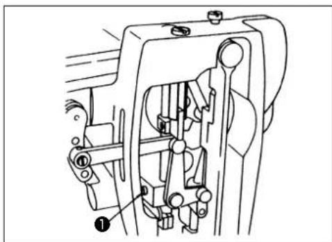 Technical diagram of a mechanical device with labeled parts, showing internal components and alignment indicators.