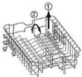 Technical diagram of a mechanical assembly with numbered components and directional arrows indicating flow or movement.