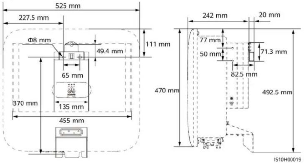 525 mm 227.5 mm Φ8 mm 49.4 mm 111 mm 65 mm 370 mm 135 mm 455 mm 242 mm 20 mm 77 mm 50 mm 71.3 mm 82.5 mm 470 mm 492.5 mm IS10H00019