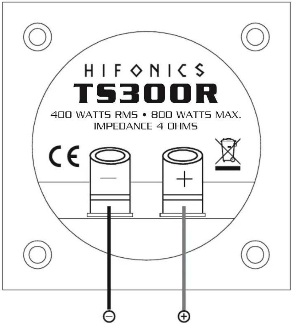 HIFONICS TS300R 400 WATTS RMS • 800 WATTS MAX. IMPEDANCE 4 OHMS CE -