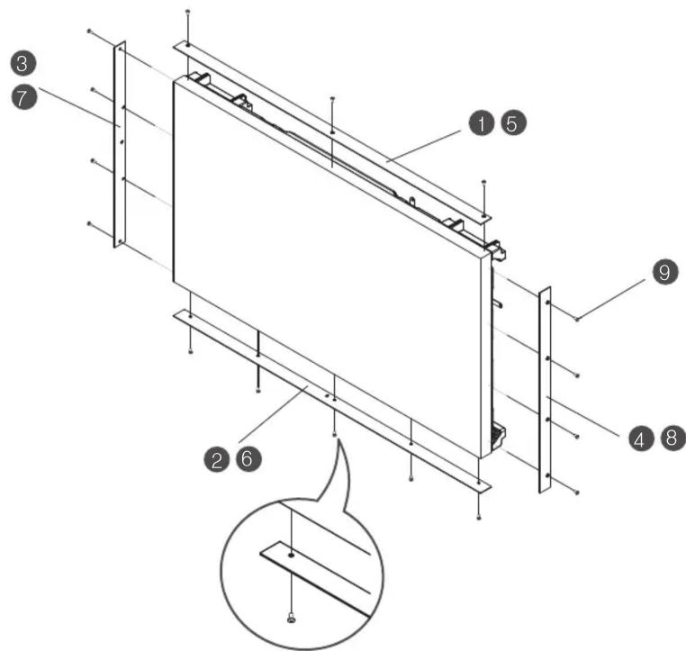 Technical diagram of a structural panel assembly with numbered components and an inset detail view