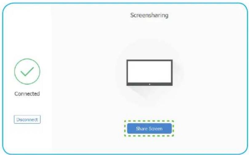 Screensharing Connected Disconnect Share Screen