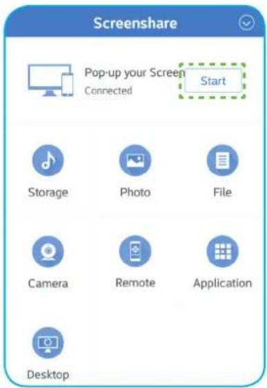 Screenshare Pop-up your Screen Connected Start Storage Photo File Camera Remote Application Desktop