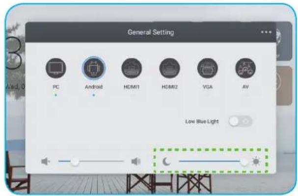General Setting PC Android HDMI1 HDMI2 VGA AV Low Blue Light