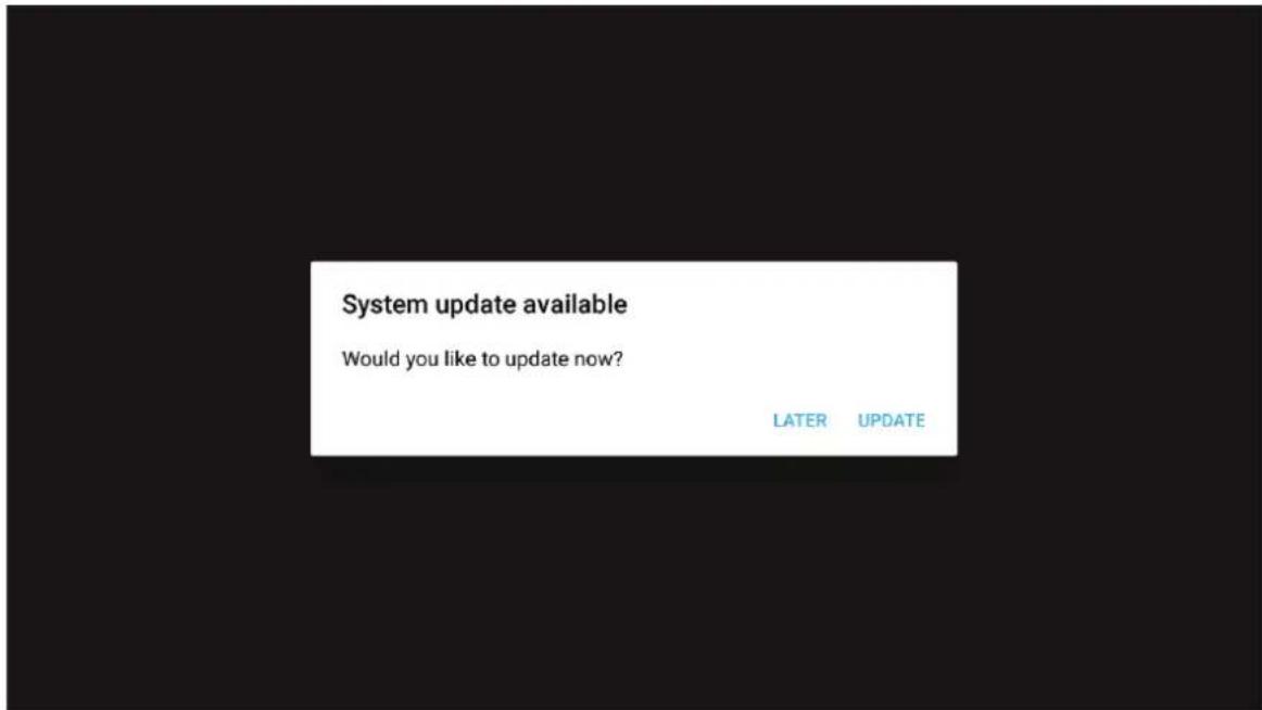 System update available Would you like to update now? LATER UPDATE