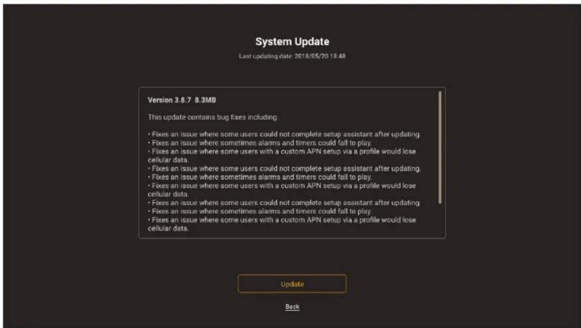 System Update Last updating date: 2018/05/20 18:48 Version 3.8.7 8.3MB This update contains bug fixes including • Fixes an issue where some users could not complete setup assistant after updating. • Fixes an issue where sometimes alarms and timers could fall to play. • Fixes an issue where some users with a custom APN setup via a profile would lose cellular data. • Fixes an issue where some users could not complete setup assistant after updating. • Fixes an issue where sometimes alarms and timers could fall to play. • Fixes an issue where some users with a custom APN setup via a profile would lose cellular data. • Fixes an issue where some users could not complete setup assistant after updating. • Fixes an issue where sometimes alarms and timers could fall to play. • Fixes an issue where some users with a custom APN setup via a profile would lose cellular data.