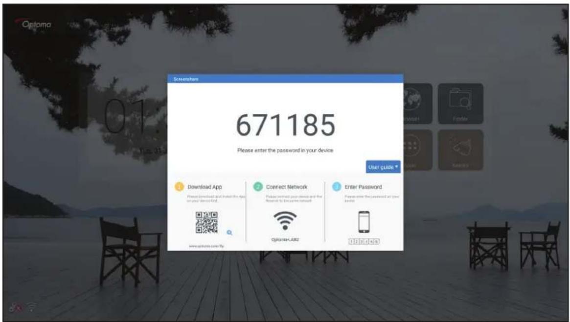 671185 Please enter the password in your device User guide Download App Please download and install the app on your device (GO) Connect Network Please install your device and then boxed for the same network Optoma-LAB2 Enter Password Please enter the password at your device 10:14:36
