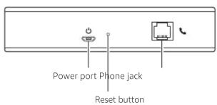 Power port Phone jack Reset button