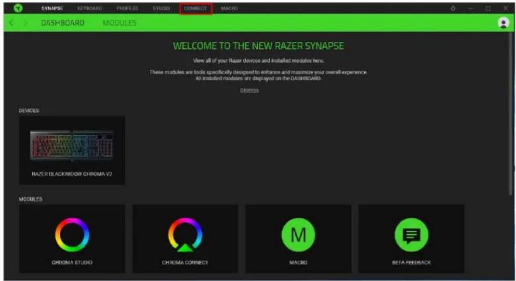 SYNAPSE KEYBOARD PROFILES STUDIO CONNECT MACRO DASHBOARD MODULES WELCOME TO THE NEW RAZER SYNAPSE View all of your Razer devices and installed modules here. These modules are tools specifically designed to enhance and maximize your overall experience. All installed modules are displayed on the DASHBOARD. Obtross DEVICES RAZER BLACKWIDOW CHROMA V2 MODULES CHROMA STUDIO CHROMA CONNECT MACRO BETA FEEDBACK
