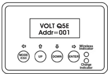 VOLT Q5E Addr=001 MODE /ESC UP DOWN ENTER Wireless Indicator Charge Indicator