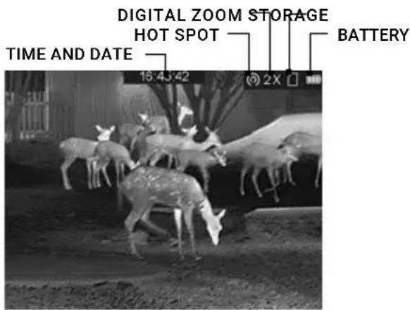DIGITAL ZOOM STORAGE HOT SPOT BATTERY TIME AND DATE 16:45:42 2X