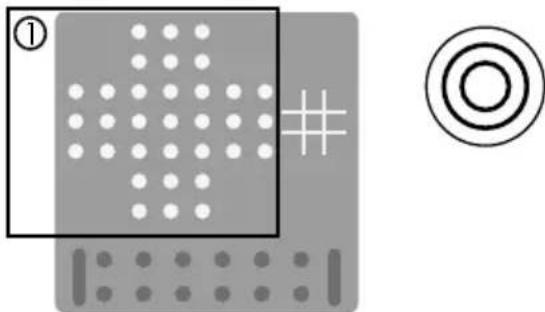 Abstract diagram with geometric shapes and symbols (no readable text or labels)