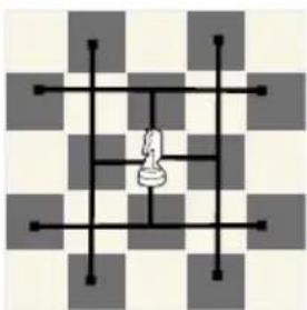 Pure geometric diagram with intersecting lines and a central figure, no text or symbols present