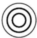 Abstract geometric pattern with dot grid, square containing cross and number, and concentric circles (no text or symbols)