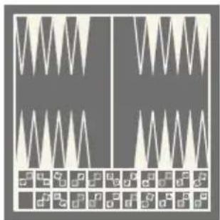 Abstract geometric pattern with repeating triangular shapes and a grid of small squares at the bottom (no text or symbols)