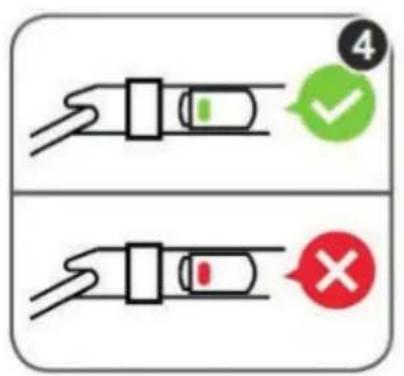 Diagram showing two battery terminal configurations with check and dislocation indicators, labeled with numbers 4 and 5.