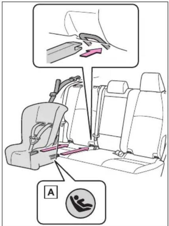 Diagram illustrating car seatbelt buckle assembly with labeled parts and instructions