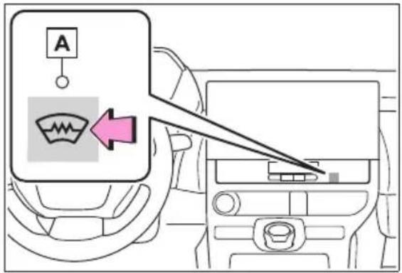 Diagram showing car dashboard control panel with labeled sensor and directional arrow pointing to a device