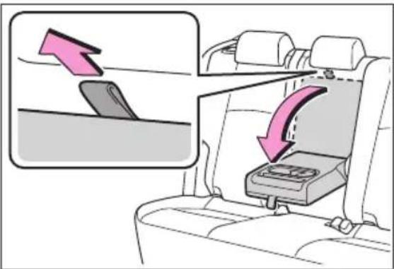 Diagram showing car seatbelt seat with directional arrows indicating movement, including a pink arrow pointing to the seatbelt.