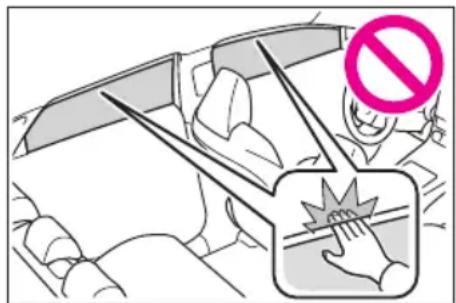 Safety warning illustration showing a person using a PPE with a 'no stop' symbol, indicating no hazard or absence of the vehicle.