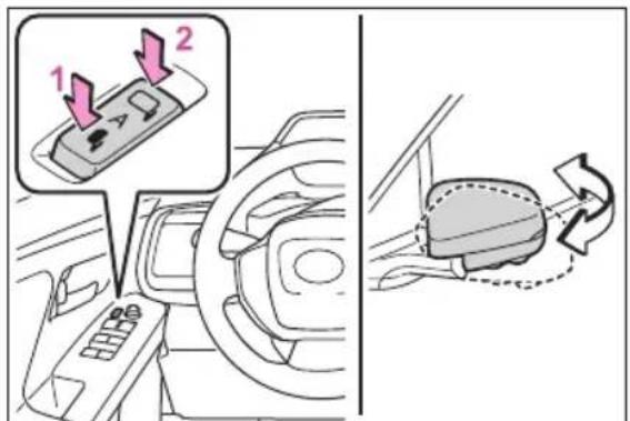 Diagram showing car seatbelt switch mechanism with labeled parts and directional arrows