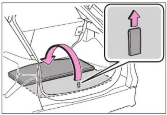Diagram illustrating car seatbelt mechanism with directional arrows and a highlighted up-right component