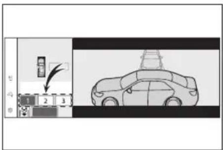 Diagram showing a car with a traffic light and a car silhouette, labeled with numbers 1, 2, 3.