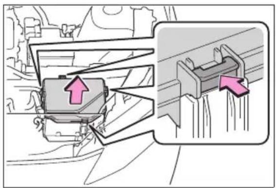 Diagram showing a mechanical component with an arrow indicating direction, alongside a magnified view of the component's flow or movement.