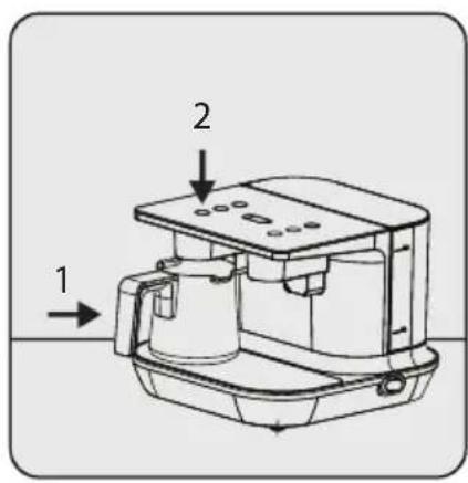 Technical diagram of a mechanical device with labeled parts and directional arrows indicating flow or movement.